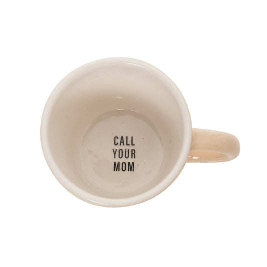 Ceramic 3.5" Gray Call Your Mom Friendly Reminder Mug