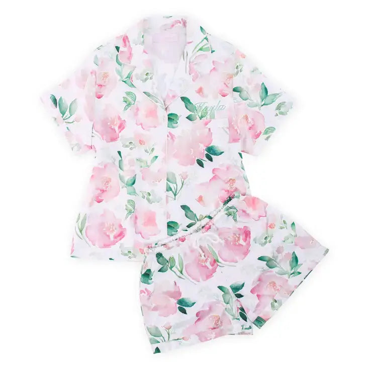 Satin Pajama Sleepwear Set -Pink Floral